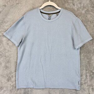 Ted Baker Shirt Mens Large Blue Textured 100% Cotton Crewneck Short Sleeve